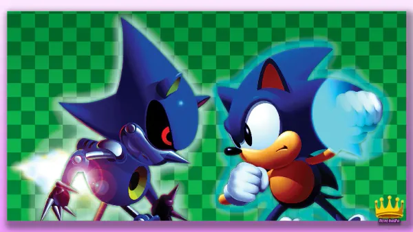 Sonic CD fighting against metal sonic